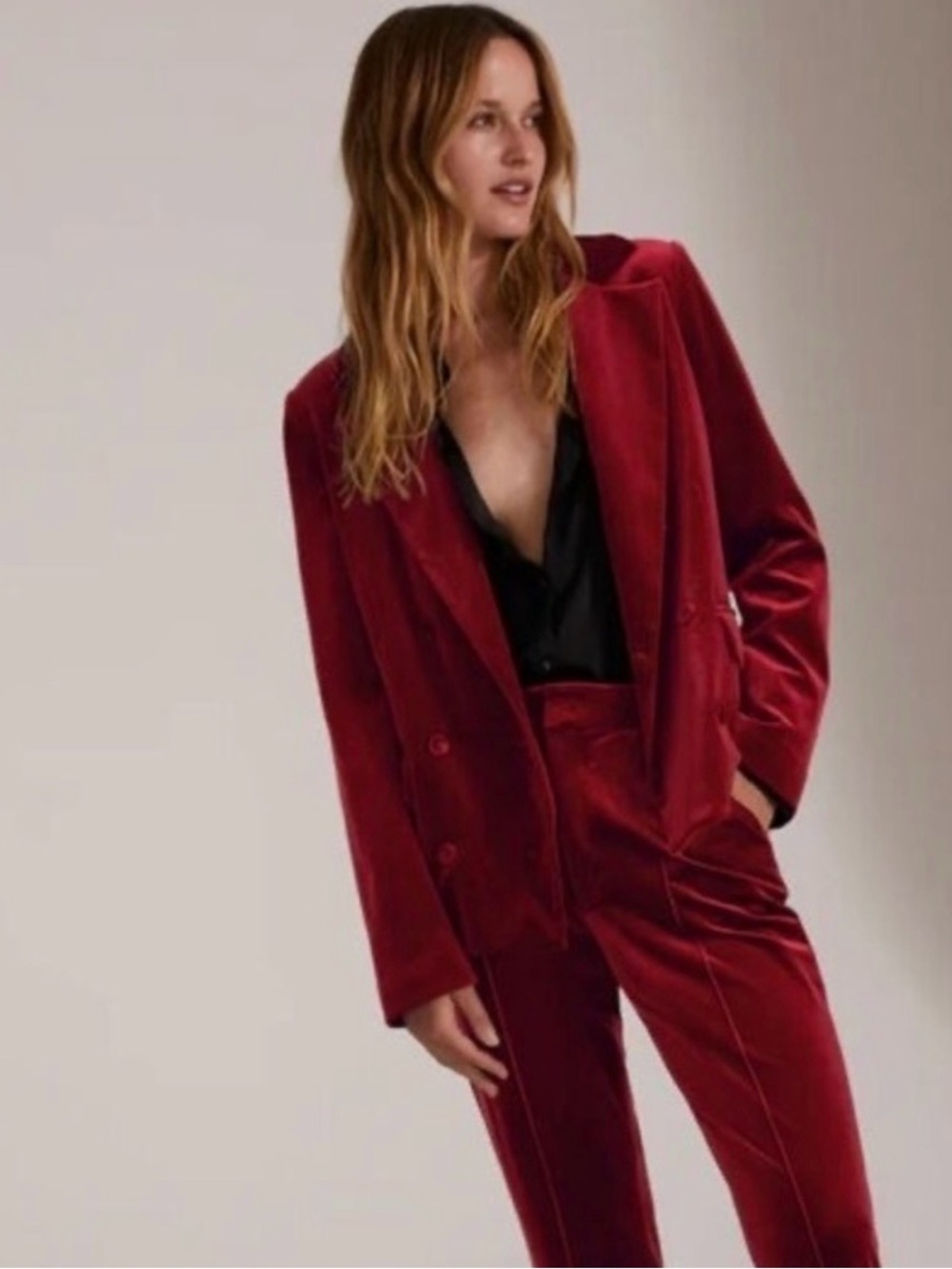 Favorite Daughter Amore Velvet Double-Breasted Blazer